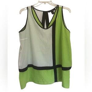 Ashley Stewart Green and White Color Block Sleeveless Top Sz 18/20